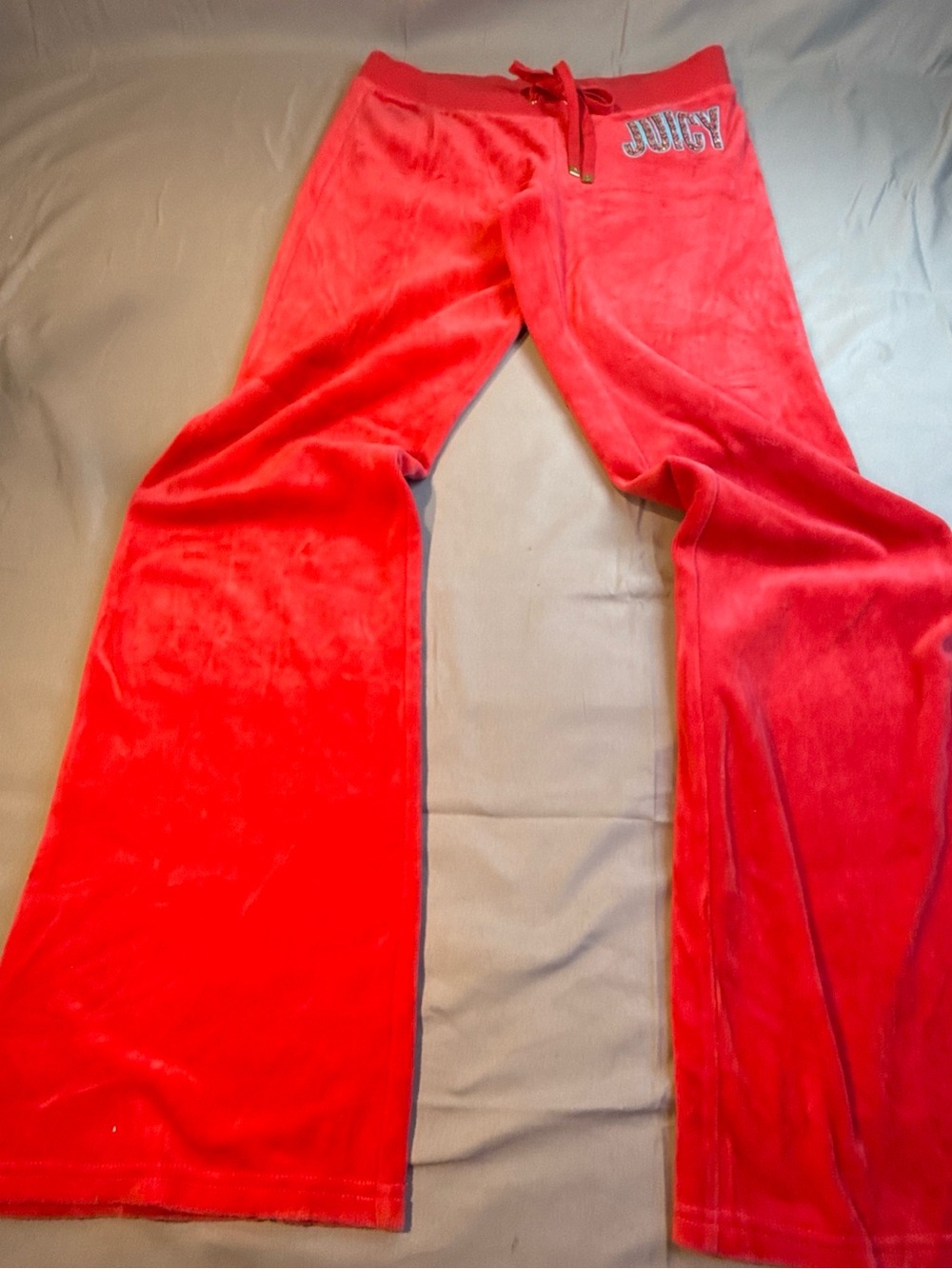 Juicy Couture Bright Red Velour Flared Joggers